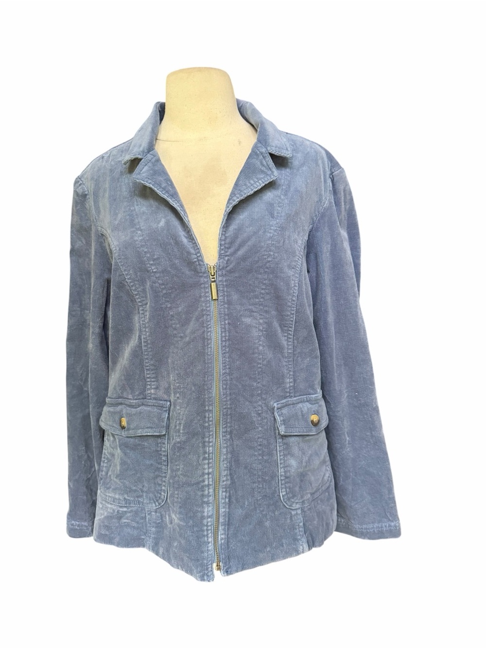 Y2K Sag Harbor Sport 98% Cotton Full-Zip Fine-Wale Corduroy Utility Jacket